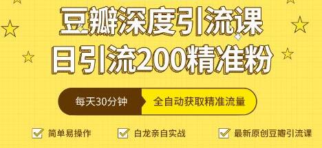 豆瓣深度引流培训课程视频,日引流200+精准粉-渡漳网
