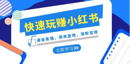 新赛道《快速玩赚小红书》通俗易懂,简单直观,涨粉变现-渡漳网