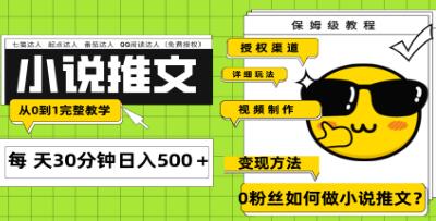 《Ai小说推文项目》引流变现 从0到1完整教学-渡漳网