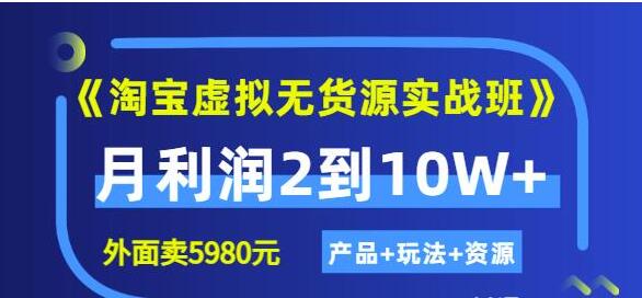 程哥《淘宝虚拟无货源实战班》月利润2到10W+(产品+玩法+资源)-渡漳网