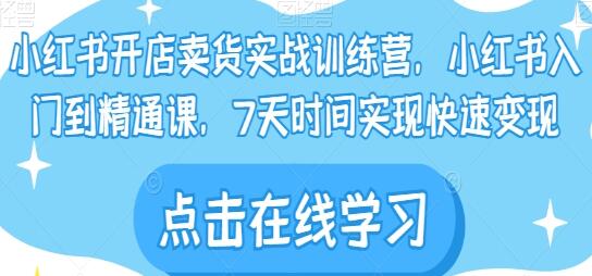 《小红书开店卖货实战训练营》小红书入门到精通课-渡漳网