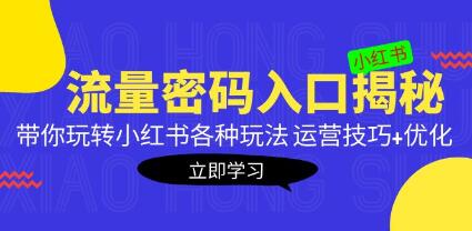 《小红书流量密码入口揭秘》带你玩转小红书各种玩法，运营技巧+优化-渡漳网