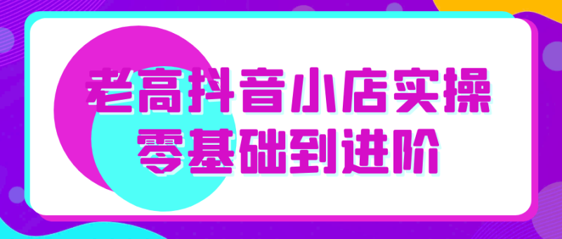 老高抖音小店实操零基础到进阶-渡漳网