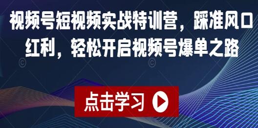 《视频号短视频实战特训营》踩准风口红利,轻松开启视频号爆单之路-渡漳网