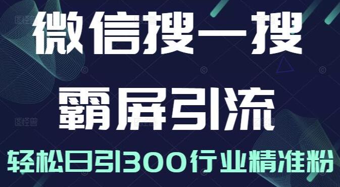 《微信搜一搜霸屏引流课》被动精准引流，轻松日引300行业精准粉-渡漳网