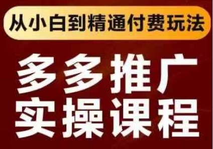 拼多多推广实操课程，从小白到精通付费玩法-渡漳网