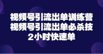《视频号引流出单训练营》视频号引流出单必杀技,2小时快速单-渡漳网