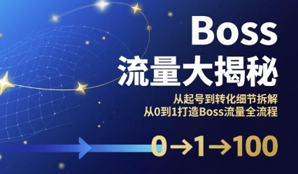 Boss流量大揭秘，从0到1打造Boss流量全流程-渡漳网