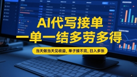 AI代写接单，一单一结多劳多得，当天做当天见收益-渡漳网