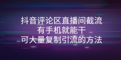 《抖音评论区直播间截流》有手机就能干,可大量复制引流的方法-渡漳网
