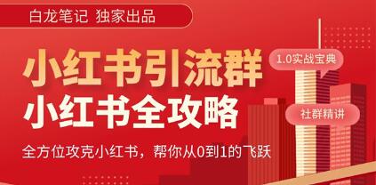 白龙《小红书运营和引流全攻略》日引100高质量粉-渡漳网