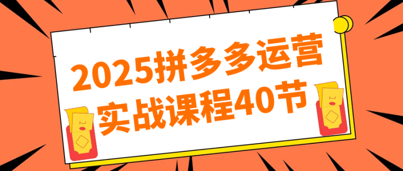 2025拼多多运营实战课程40节-渡漳网