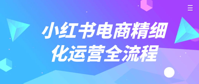 小红书电商精细化运营全流程-渡漳网