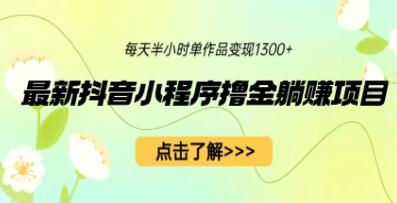 《抖音小程序撸金躺赚项目》一部手机每天半小时-渡漳网