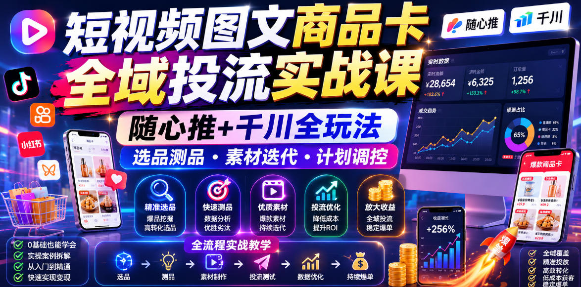 糯米爸短视频图文商品卡全域投流实战课