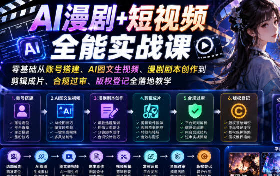 AI漫剧+短视频全能实战课 漫剧剧本创作到剪辑成片全落地教学-渡漳网