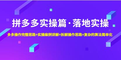 《拼多多实操篇・落地实操》完整思路+实操案例+拆解操作思路+复杂的算法简单化-渡漳网