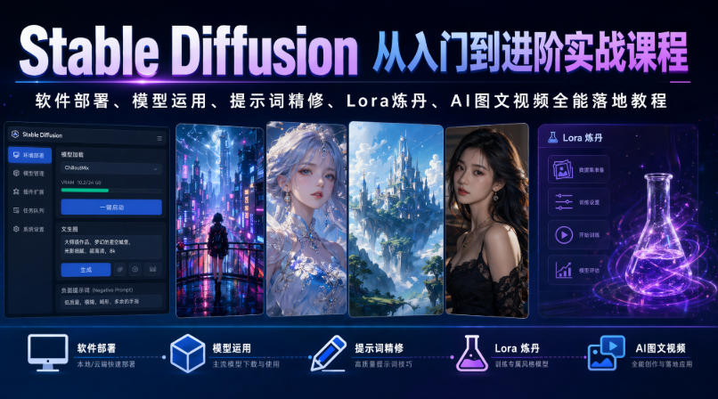 Stable Diffusion从入门到进阶实战课程