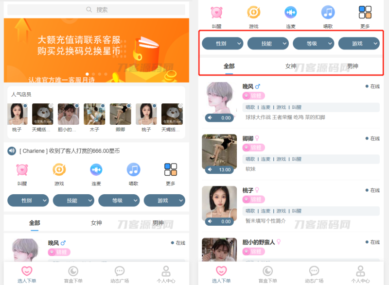 游戏陪玩语音聊天系统v3.0 独立版本源码-渡漳网