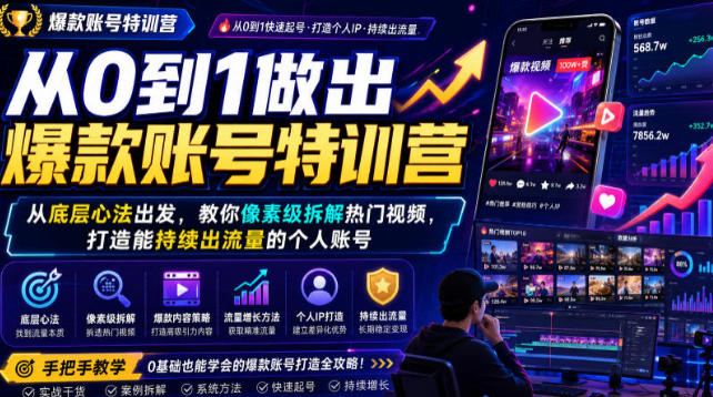 从0到1做出爆款账号特训营-渡漳网