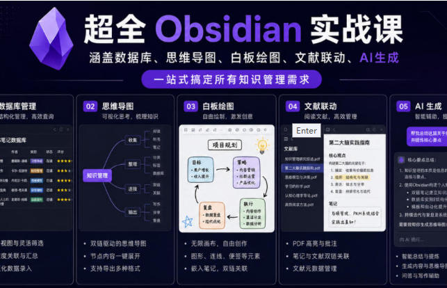 超全Obsidian实战课,一站式搞定所有知识管理需求-渡漳网