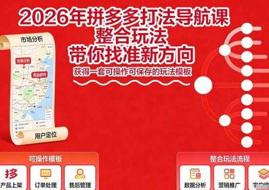 拼多多打法导航课，整合玩法，带你找准新方向-渡漳网