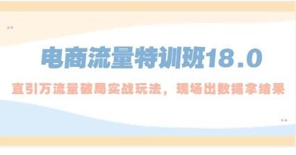《淘宝电商流量特训班18.0》直引万流量破局实操玩法,现场出数据拿结果-渡漳网