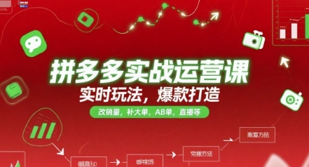 拼多多实战运营课，实时玩法，爆款打造，改销量-渡漳网