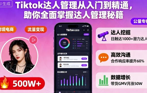 Tiktok达人管理从入门到精通，助你全面掌握达人管理秘籍-渡漳网