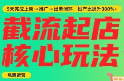 淘宝截流快速起店玩法，掌握暴力快速起店的流程-渡漳网