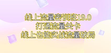 《线上流量密训班19.0》打通流量关卡，线上也能实战流量破局-渡漳网