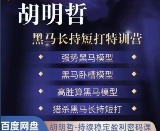 黑马长持短打特训营,长持短打交易模型-胡明哲-渡漳网