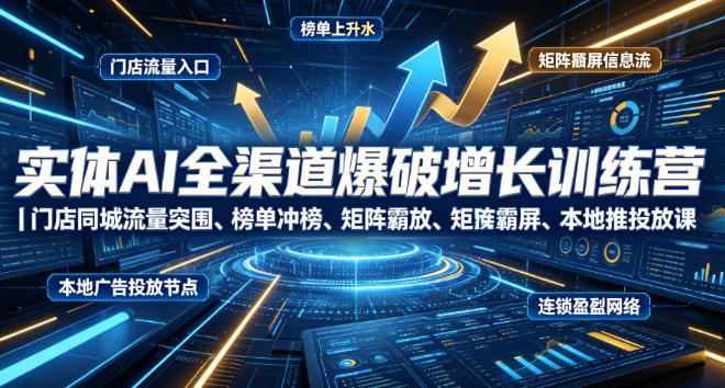 实体AI全渠道爆破增长训练营,复制全域盈利实战课-渡漳网