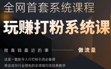 首套全网全域打粉引流必备课,做流量做离钱最近的事-渡漳网