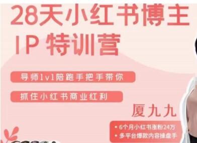 厦九九《28天小红书博主IP特训营》第6期，抓住小红书商业红利-渡漳网