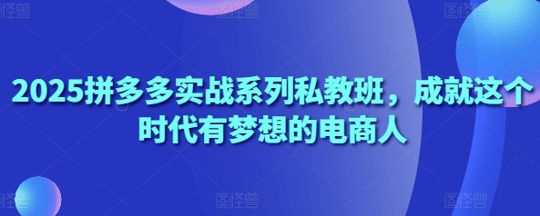 拼多多实战系列私教班,成就这个时代有梦想的电商人-渡漳网