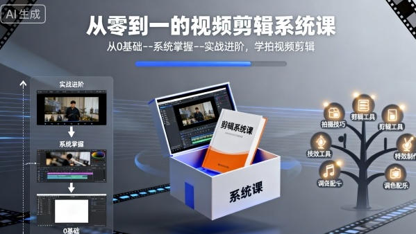 从0-1的视频剪辑系统课，从0基础系统掌握实战进阶-渡漳网