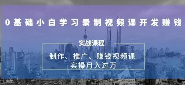 0基础学习录制视频课赚钱,实操月入过万的网课制作、推广、赚钱-渡漳网