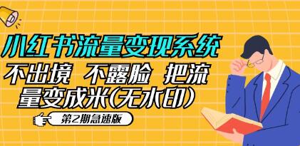 《小红书流量变现系统》第2期 不出境 不露脸 把流量变成米-渡漳网