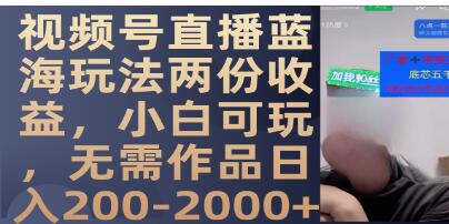 《视频号直播蓝海玩法两份收益》小白可玩，无需作品-渡漳网