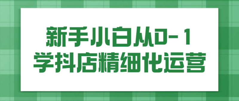 新手小白从0-1学抖店精细化运营-渡漳网