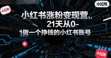 小红书涨粉变现营,21天从0-1做一个挣钱的小红书账号-渡漳网