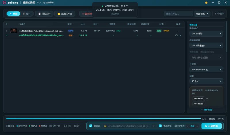 solong视频转换器 V1.1绿色版-渡漳网