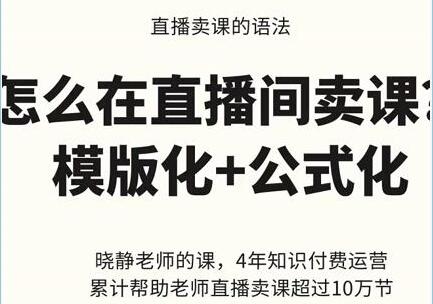 晓静老师《直播卖课的语法》模版化+公式化卖课变现方法-渡漳网