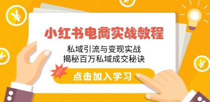 小红书电商实战,私域引流与变现实战,揭秘百万私域成交秘诀-渡漳网