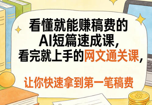 看懂就能�稿费的AI短篇速成课，看完就上手的网文通关课-渡漳网