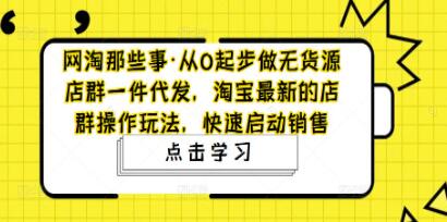 《从0起步做无货源店群一件代发》淘宝最新的店群操作玩法,快速启动销售-渡漳网