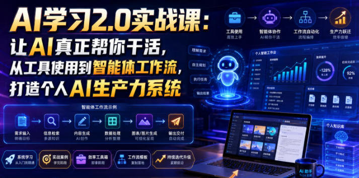 AI学习2.0实战课：让AI真正帮你干活，从工具使用到智能体工作流-渡漳网