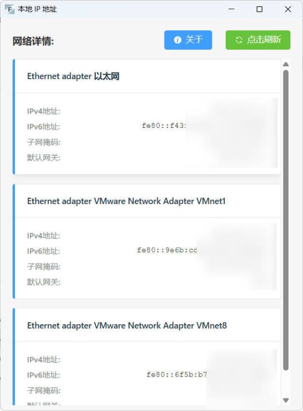 本地网络IP查看小工具 绿色版-渡漳网