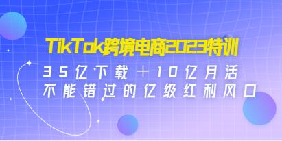 《TIKTOK跨境破局课》跨境新流量，35亿下载＋10亿月活，千万不能错过的红利风口-渡漳网